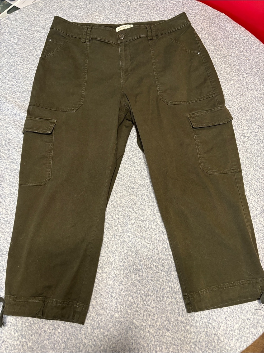 Coldwater Creek Olive Cargo Cropped Pants Sz 12